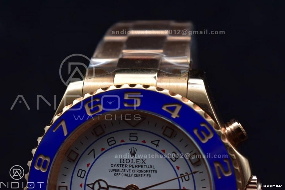 RG Ceramic Blue TopPick YachtMaster on A 1223 Edition RG Bracelet 1:1 Best 116685 II GMF 0429